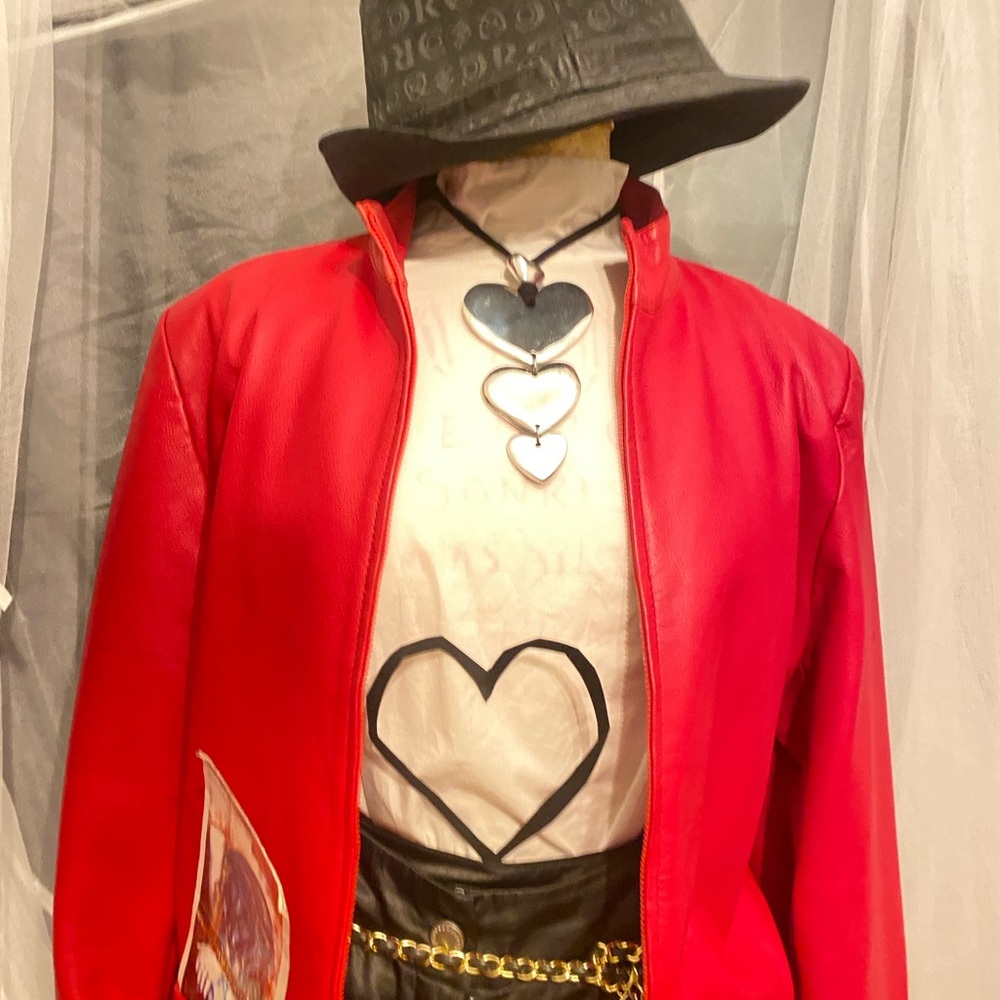 Chic Red Jacket with Heart Accents